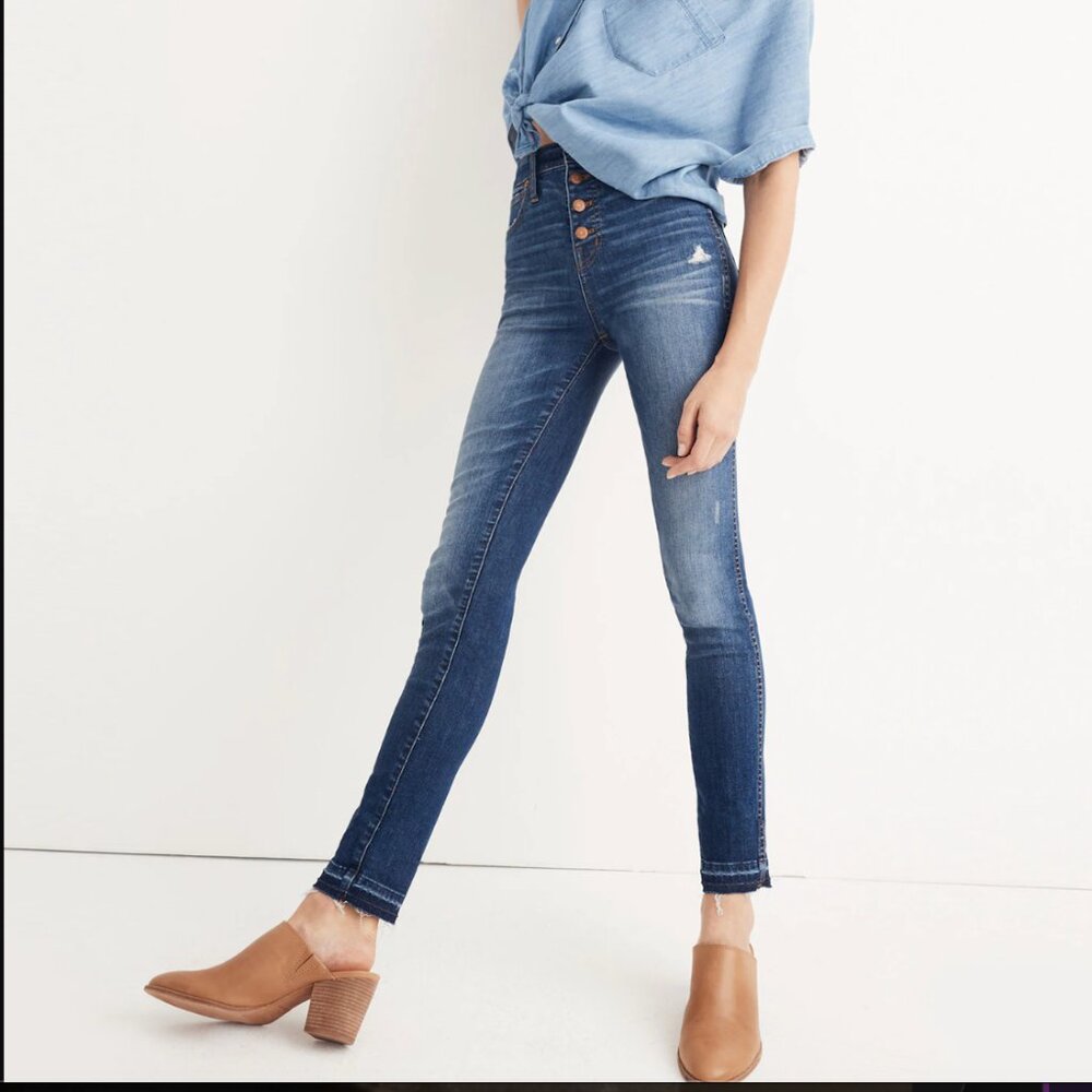 Madewell 10" High-Rise Skinny Jeans: Drop-Hem Edition, Size 29, Style H6319